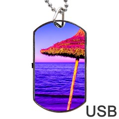 Pop Art Beach Umbrella  Dog Tag Usb Flash (one Side) by essentialimage