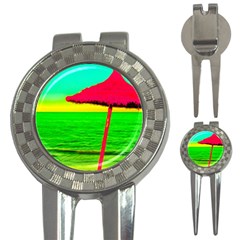 Pop Art Beach Umbrella 3-in-1 Golf Divots by essentialimage