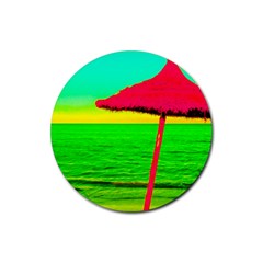 Pop Art Beach Umbrella Rubber Round Coaster (4 Pack)  by essentialimage