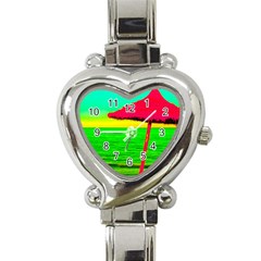 Pop Art Beach Umbrella Heart Italian Charm Watch by essentialimage