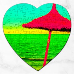 Pop Art Beach Umbrella Jigsaw Puzzle (heart) by essentialimage