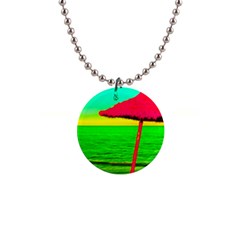 Pop Art Beach Umbrella 1  Button Necklace by essentialimage