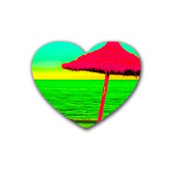 Pop Art Beach Umbrella Heart Coaster (4 Pack) 