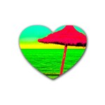 Pop Art Beach Umbrella Heart Coaster (4 pack)  Front