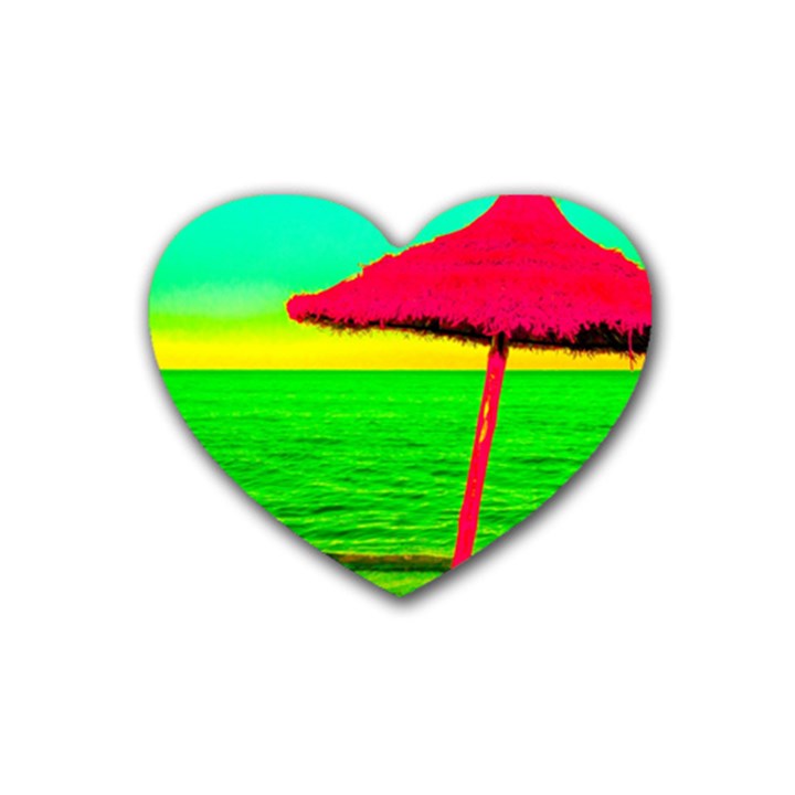 Pop Art Beach Umbrella Heart Coaster (4 pack) 