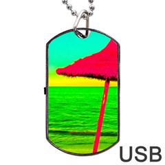 Pop Art Beach Umbrella Dog Tag Usb Flash (one Side)