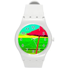 Pop Art Beach Umbrella Round Plastic Sport Watch (m)