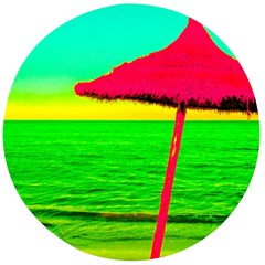 Pop Art Beach Umbrella Wooden Bottle Opener (round)