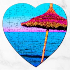 Pop Art Beach Umbrella  Jigsaw Puzzle (heart) by essentialimage