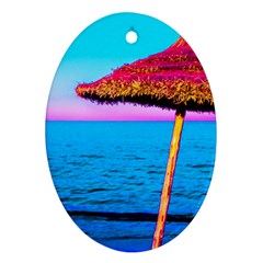 Pop Art Beach Umbrella  Oval Ornament (two Sides)