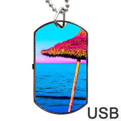 Pop Art Beach Umbrella  Dog Tag Usb Flash (one Side)