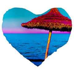 Pop Art Beach Umbrella  Large 19  Premium Flano Heart Shape Cushions