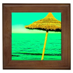 Pop Art Beach Umbrella  Framed Tile by essentialimage