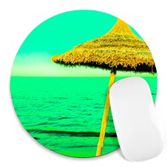 Pop Art Beach Umbrella  Round Mousepads by essentialimage