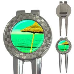 Pop Art Beach Umbrella  3-in-1 Golf Divots by essentialimage