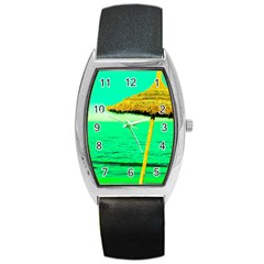 Pop Art Beach Umbrella  Barrel Style Metal Watch by essentialimage