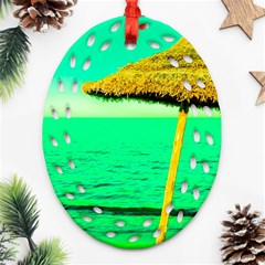 Pop Art Beach Umbrella  Ornament (oval Filigree) by essentialimage