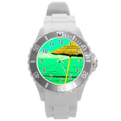 Pop Art Beach Umbrella  Round Plastic Sport Watch (l) by essentialimage