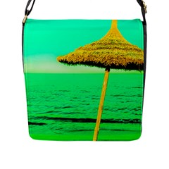 Pop Art Beach Umbrella  Flap Closure Messenger Bag (l) by essentialimage