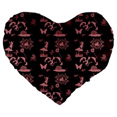 Cute Fairytale Patternfairytalepattern Large 19  Premium Flano Heart Shape Cushions by FantasyWorld7