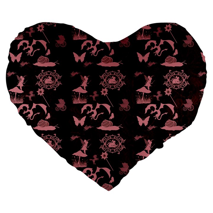 Cute Fairytale Patternfairytalepattern Large 19  Premium Flano Heart Shape Cushions