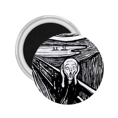 The Scream Edvard Munch 1893 Original Lithography Black And White Engraving 2 25  Magnets by snek