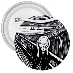 The Scream Edvard Munch 1893 Original Lithography Black And White Engraving 3  Buttons by snek