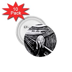 The Scream Edvard Munch 1893 Original Lithography Black And White Engraving 1 75  Buttons (10 Pack) by snek