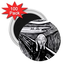 The Scream Edvard Munch 1893 Original Lithography Black And White Engraving 2 25  Magnets (100 Pack)  by snek