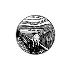 The Scream Edvard Munch 1893 Original Lithography Black And White Engraving Hat Clip Ball Marker by snek