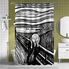 The Scream Edvard Munch 1893 Original Lithography Black And White Engraving Shower Curtain 48  X 72  (small)  by snek