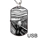 The Scream Edvard Munch 1893 Original lithography black and white engraving Dog Tag USB Flash (Two Sides) Front