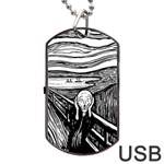 The Scream Edvard Munch 1893 Original lithography black and white engraving Dog Tag USB Flash (Two Sides) Back