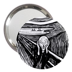 The Scream Edvard Munch 1893 Original Lithography Black And White Engraving 3  Handbag Mirrors by snek