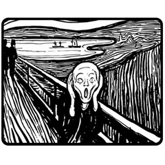 The Scream Edvard Munch 1893 Original Lithography Black And White Engraving Double Sided Fleece Blanket (medium)  by snek