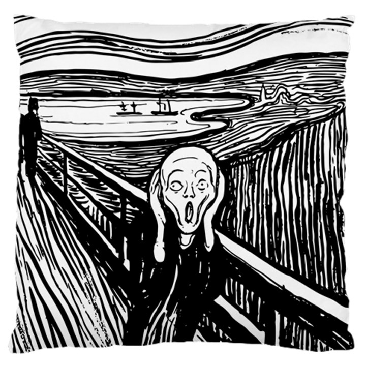 The Scream Edvard Munch 1893 Original lithography black and white engraving Standard Flano Cushion Case (One Side)