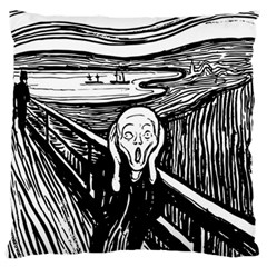 The Scream Edvard Munch 1893 Original Lithography Black And White Engraving Standard Flano Cushion Case (two Sides) by snek