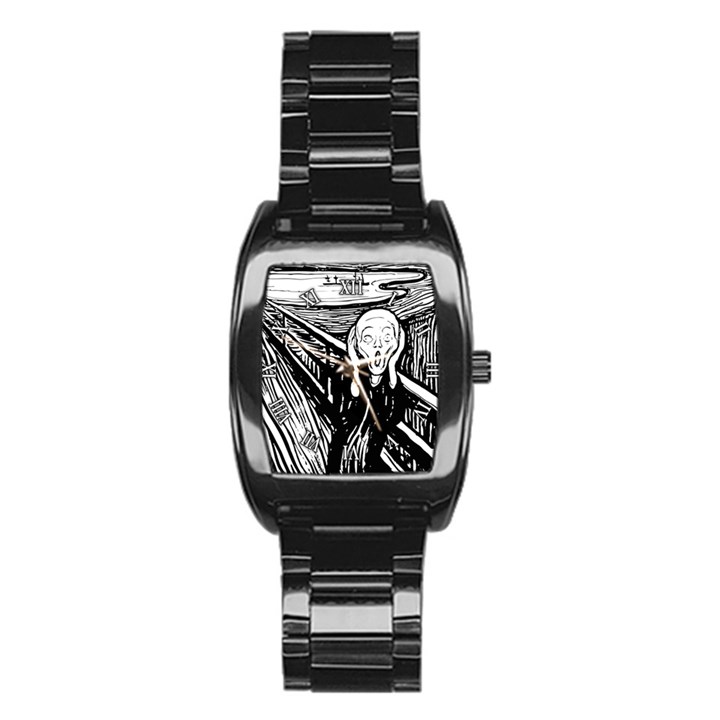 The Scream Edvard Munch 1893 Original lithography black and white engraving Stainless Steel Barrel Watch