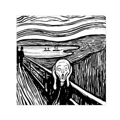 The Scream Edvard Munch 1893 Original Lithography Black And White Engraving Small Satin Scarf (square) by snek