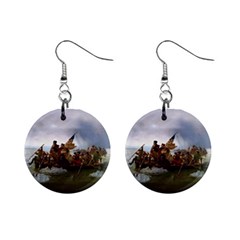 George Washington Crossing Of The Delaware River Continental Army 1776 American Revolutionary War Original Painting Mini Button Earrings by snek