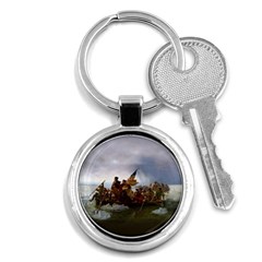 George Washington Crossing Of The Delaware River Continental Army 1776 American Revolutionary War Original Painting Key Chain (round) by snek