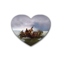 George Washington Crossing Of The Delaware River Continental Army 1776 American Revolutionary War Original Painting Heart Coaster (4 Pack)  by snek