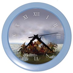 George Washington Crossing Of The Delaware River Continental Army 1776 American Revolutionary War Original Painting Color Wall Clock by snek