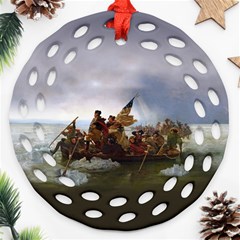 George Washington Crossing Of The Delaware River Continental Army 1776 American Revolutionary War Original Painting Ornament (round Filigree) by snek