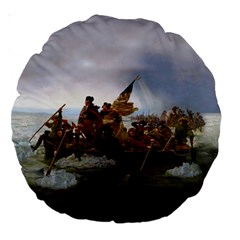 George Washington Crossing Of The Delaware River Continental Army 1776 American Revolutionary War Original Painting Large 18  Premium Round Cushions by snek