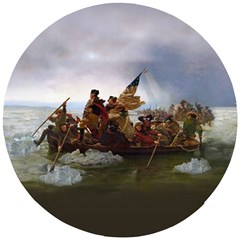 George Washington Crossing Of The Delaware River Continental Army 1776 American Revolutionary War Original Painting Wooden Puzzle Round by snek