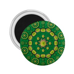 Fauna Bloom Mandalas On Bohemian Green Leaves 2 25  Magnets by pepitasart