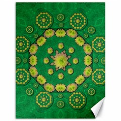 Fauna Bloom Mandalas On Bohemian Green Leaves Canvas 18  X 24  by pepitasart