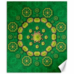 Fauna Bloom Mandalas On Bohemian Green Leaves Canvas 20  X 24  by pepitasart