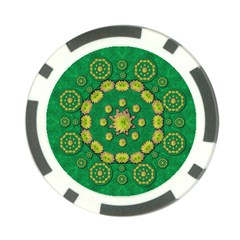 Fauna Bloom Mandalas On Bohemian Green Leaves Poker Chip Card Guard by pepitasart